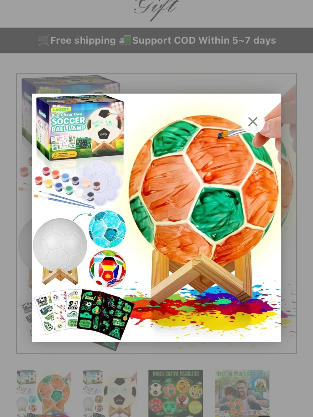 Paint Your Own Soccer Ball Lamp Kids Craft Kit